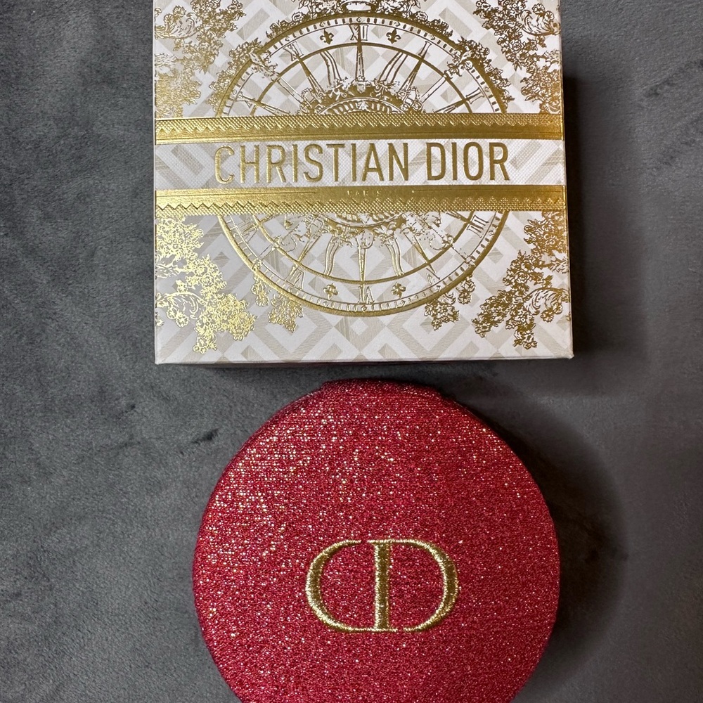 🚨SOLD🚨 Dior Red and Gold Glitter Travel Vanity Pouch - NIB
